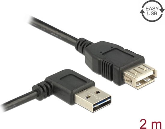 Изображение Delock Extension cable EASY-USB 2.0 Type-A male angled left / right > USB 2.0 Type-A female 2 m