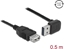 Изображение Delock Extension cable EASY-USB 2.0 Type-A male angled up / down > USB 2.0 Type-A female black 0,5 m