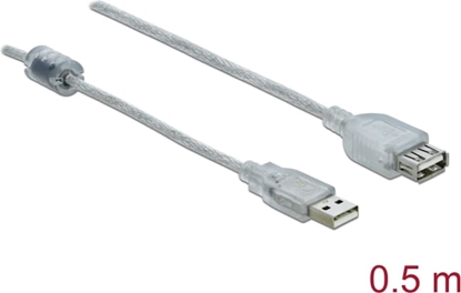Изображение Delock Extension cable USB 2.0 Type-A male > USB 2.0 Type-A female 0.5 m transparent