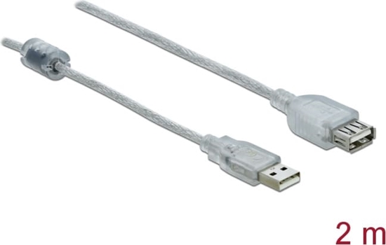 Изображение Delock Extension cable USB 2.0 Type-A male > USB 2.0 Type-A female 2 m transparent