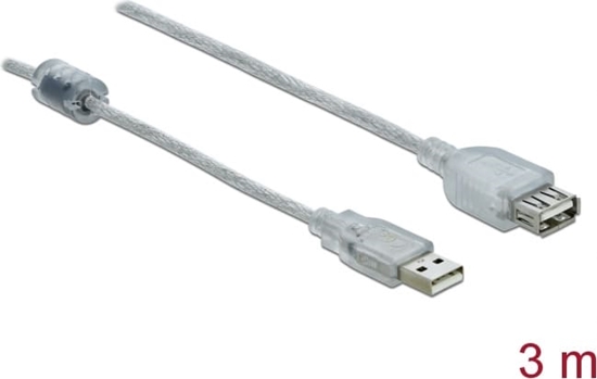 Изображение Delock Extension cable USB 2.0 Type-A male > USB 2.0 Type-A female 3 m transparent