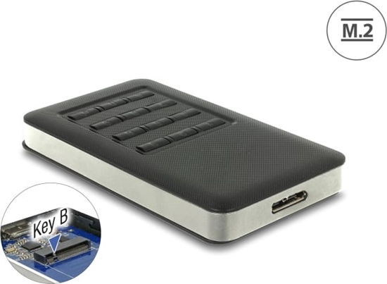 Изображение Delock External Enclosure M.2 Key B 42 mm SSD > USB 3.0 Type Micro-B female with encryption function