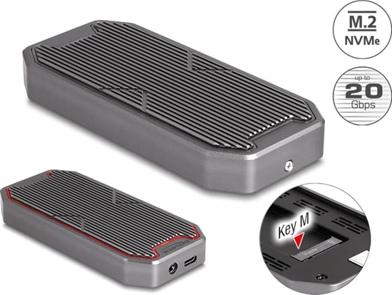 Изображение Delock External Gaming Enclosure for M.2 NVMe PCIe SSD with SuperSpeed USB 20 Gbps (USB 3.2 Gen 2x2) USB Type-C™ female and RGB LED illumination