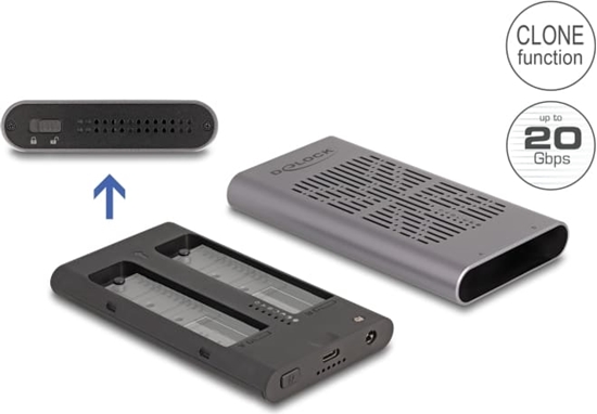 Изображение Delock External USB 20 Gbps Enclosure for 2 x M.2 NVMe PCIe SSD with USB Type-C™ female and Clone function