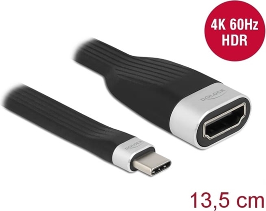 Изображение Delock FPC Flat Ribbon Cable USB Type-C™ to HDMI (DP Alt Mode) 4K 60 Hz 13.5 cm