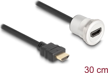 Picture of Delock HDMI built-in female 8K 60 Hz with cable plug 30 cm aluminium