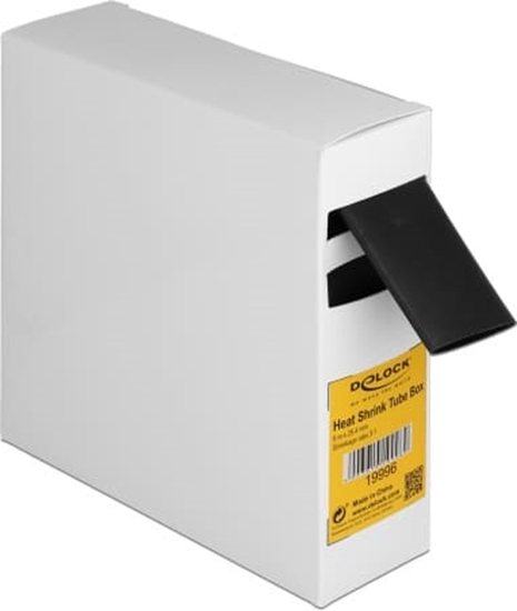 Picture of Delock Heat shrink tube Box, with inside adhesive, shrinkage ratio 3:1, 5 m x 25.4 mm black