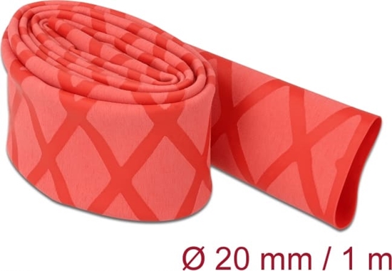 Picture of Delock Heat Shrink Tube X-pattern non-slip 1 m x 20 mm red