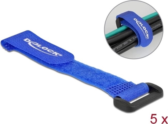 Picture of Delock Hook-and-loop cable tie with loop L 150 x W 20 mm blue 5 pieces