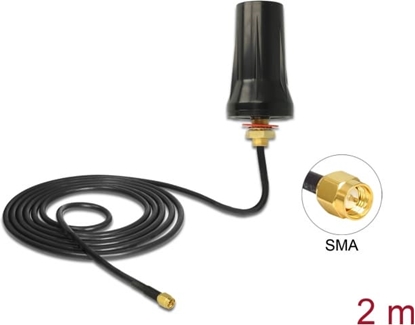 Picture of Delock ISM 433 MHz Antenna SMA plug 2 dBi omnidirectional black roof mount outdoor