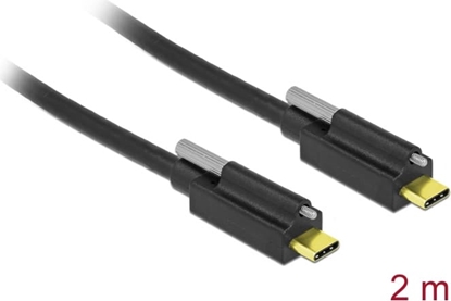 Picture of Delock Kabel SuperSpeed USB 10 Gbps (USB 3.2 Gen 2) USB Type-C™ Stecker > USB Type-C™ Stecker mit Schraube oben 2 m schwarz