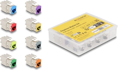 Picture of Delock Keystone Modul RJ45 jack to LSA Cat.6A toolfree assorted colours set 8 pieces