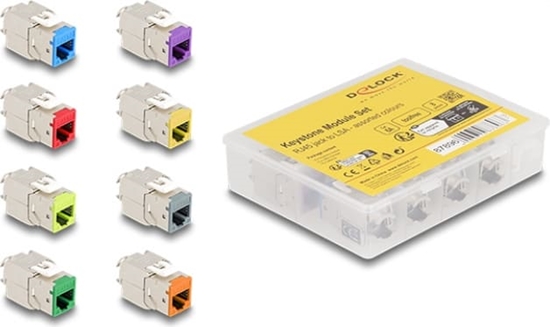 Picture of Delock Keystone Modul RJ45 jack to LSA Cat.6A toolfree assorted colours set 8 pieces