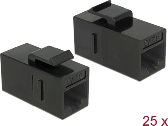 Picture of Delock Keystone Module RJ45 jack > RJ45 jack Cat.6 UTP black 25 pieces