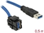 Изображение Delock Keystone Module USB 5 Gbps type-A female 250° to type-A male with 0.5 m cable black