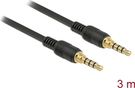 Picture of Delock Klinkenkabel 3,5 mm 4 Pin Stecker > Stecker 3 m schwarz