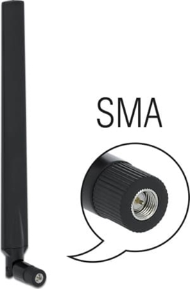 Picture of Delock LTE Antenna SMA plug 1.9 - 2.3 dBi omnidirectional with tilt joint black