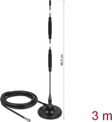 Picture of Delock LTE Antenna SMA plug 7 dBi fixed omnidirectional with magnetic base and connection cable RG-58 3 m outdoor black