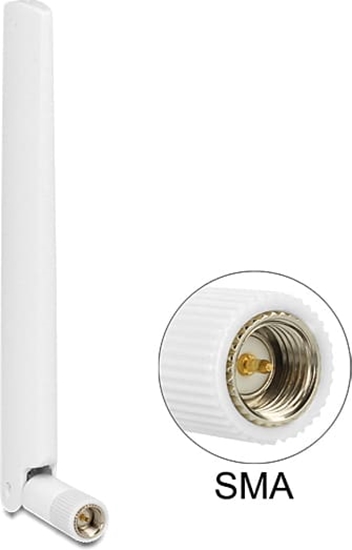 Picture of Delock LTE Antenne SMA plug 1 - 2,5 dBi omnidirectional with flexible joint white