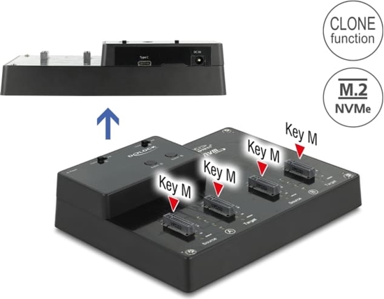 Picture of Delock M.2 Docking Station for 4 x M.2 NVMe PCIe SSD with Clone function
