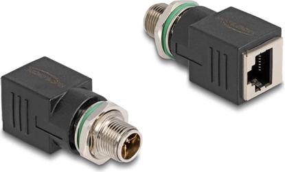 Picture of Delock M12 Adapter X-coded 8 pin male to RJ45 jack straight