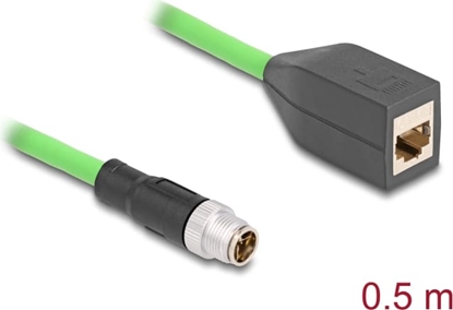 Picture of Delock M12 Cable X-coded 8 pin male to RJ45 female PUR (TPU) 0.5 m