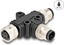 Изображение Delock M12 T-Splitter A-coded 4 pin 1 x male to 1 x male und 1 x female parallel connection