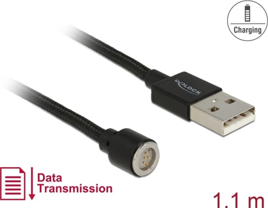 Picture of Delock Magnetic USB Data and Charging Cable black 1.1 m