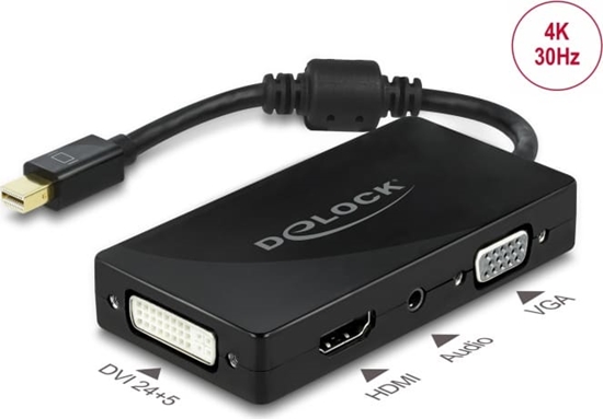 Picture of Delock Mini DisplayPort 1.2 Adapter to VGA / HDMI / DVI / Audio female 4K Passive black