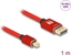 Attēls no Delock Mini DisplayPort to DisplayPort cable 8K 60 Hz 1 m red metal without latch