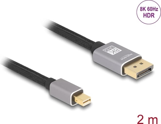 Picture of Delock Mini DisplayPort to DisplayPort cable 8K 60 Hz 2 m grey metal without latch