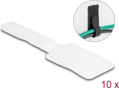 Picture of Delock Mini Hook-and-Loop Cable Holder L 90 mm x W 24 mm self-adhesive 10 pieces white