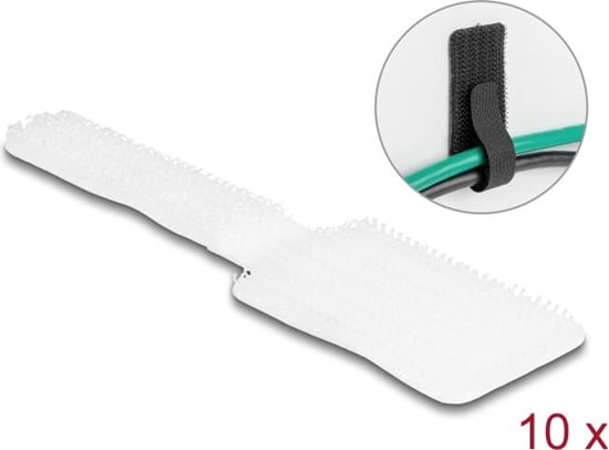 Picture of Delock Mini Hook-and-Loop Cable Holder L 90 mm x W 24 mm self-adhesive 10 pieces white