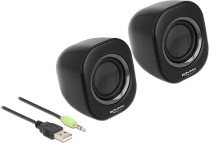 Picture of Delock Mini Stereo PC Speaker with 3.5 mm stereo jack male and USB powered