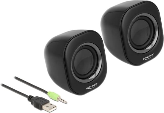 Picture of Delock Mini Stereo PC Speaker with 3.5 mm stereo jack male and USB powered