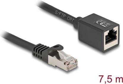 Attēls no Delock Network Extension Cable RJ45 plug to RJ45 jack Cat.6A S/FTP 7.5 m black