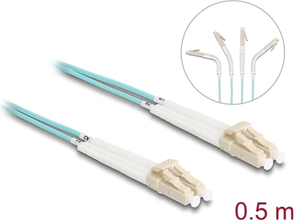 Picture of Delock Optical Fiber Cable LC Duplex to LC Duplex Multi-mode OM3 angled 0.5 m