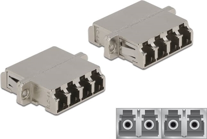 Picture of Delock Optical Fiber Coupler LC Quad female to LC Quad female Single-mode metal