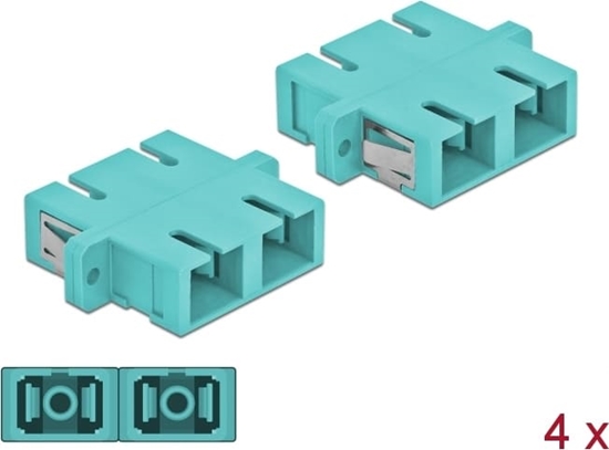 Picture of Delock Optical Fiber Coupler SC Duplex female to SC Duplex female Multi-mode 4 pieces light blue
