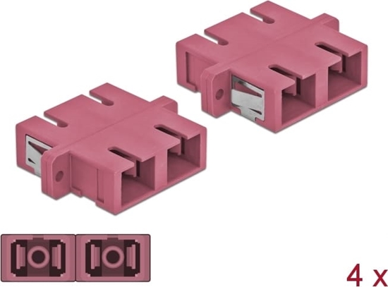 Picture of Delock Optical Fiber Coupler SC Duplex female to SC Duplex female Multi-mode 4 pieces violet