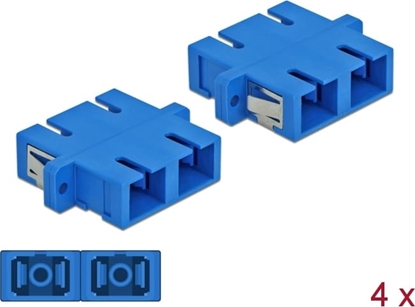 Picture of Delock Optical Fiber Coupler SC Duplex female to SC Duplex female Single-mode 4 pieces blue