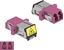 Picture of Delock Optical Fiber Coupler with laser protection flip LC Duplex female to LC Duplex female Multi-mode violet