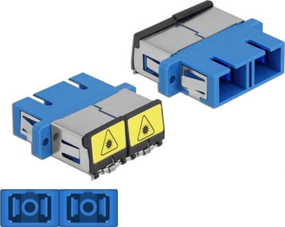 Picture of Delock Optical Fiber Coupler with laser protection flip SC Duplex female to SC Duplex female Single-mode blue