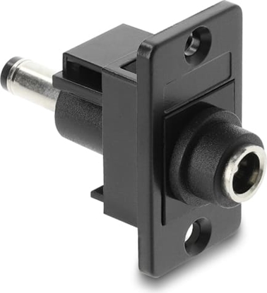 Picture of Delock Panel Mount DC 5.5 x 2.1 mm female to DC 5.5 x 2.1 mm male black