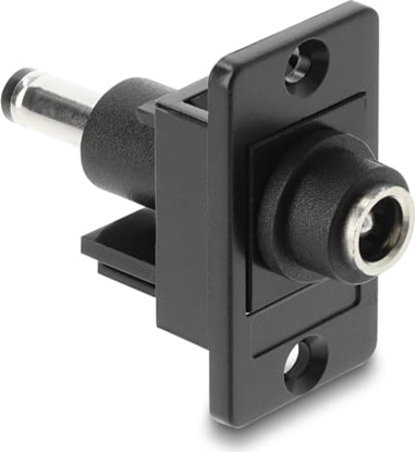 Picture of Delock Panel Mount DC 5.5 x 2.5 mm female to DC 5.5 x 2.5 mm male black