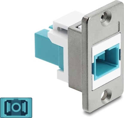 Attēls no Delock Panel Mount SC Simplex female to SC Simplex female silver / aqua / white
