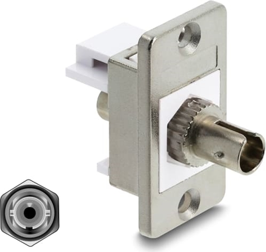 Picture of Delock Panel Mount ST Simplex female to ST Simplex female silver / white