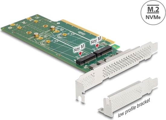 Picture of Delock PCI Express 4.0 x16 Card to 4 x internal NVMe M.2 Key M 110 mm - Bifurcation - Low Profile Form Factor