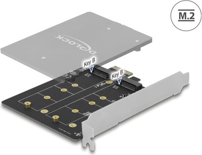Attēls no Delock PCI Express x1 Card to 2 x internal M.2 Key B