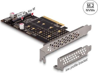 Picture of Delock PCI Express x8 Card to 2 x internal NVMe M.2 Key M - Bifurcation - Low Profile Form Factor